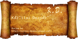 Kállai Dezső névjegykártya